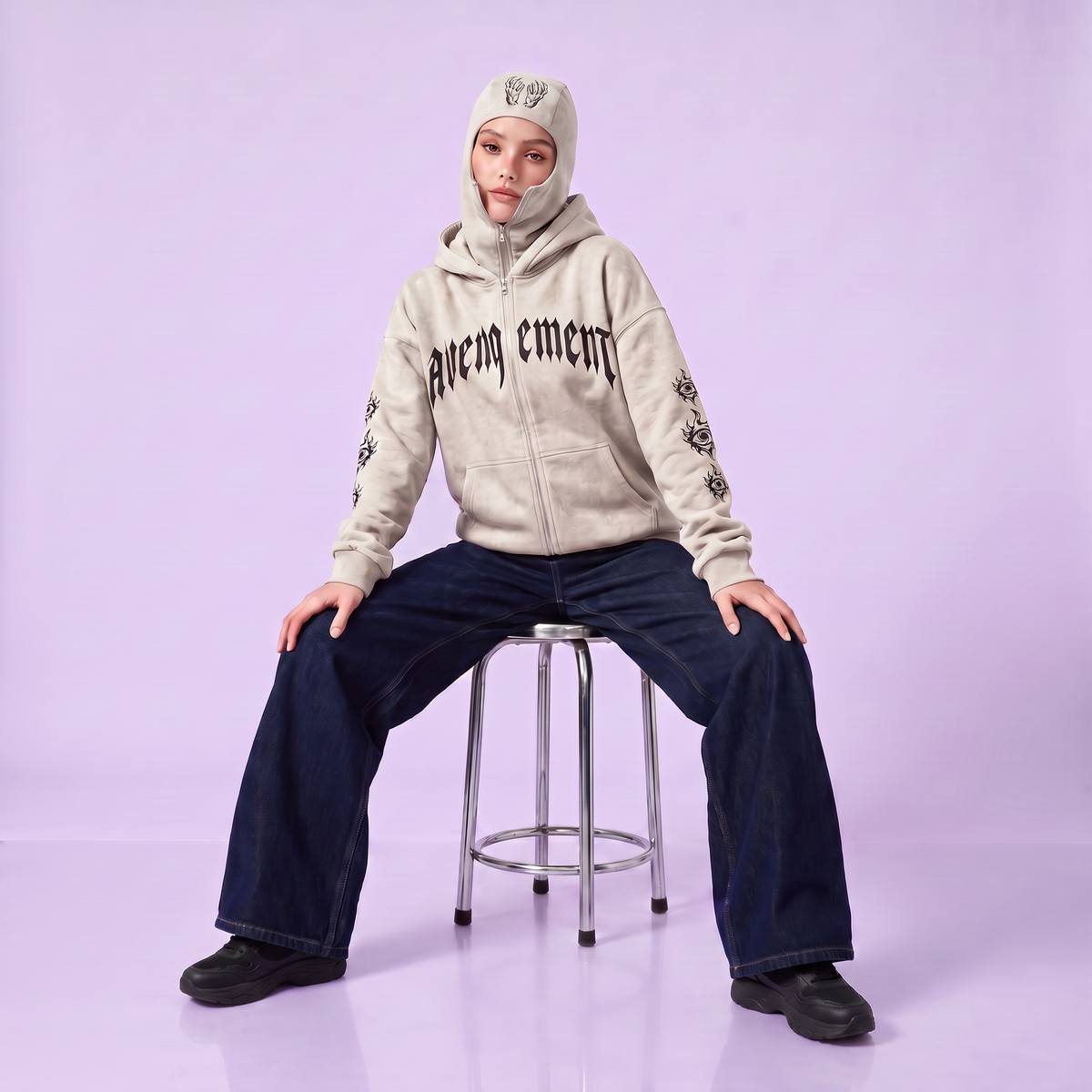 Sudadera balaclava con doble capucha